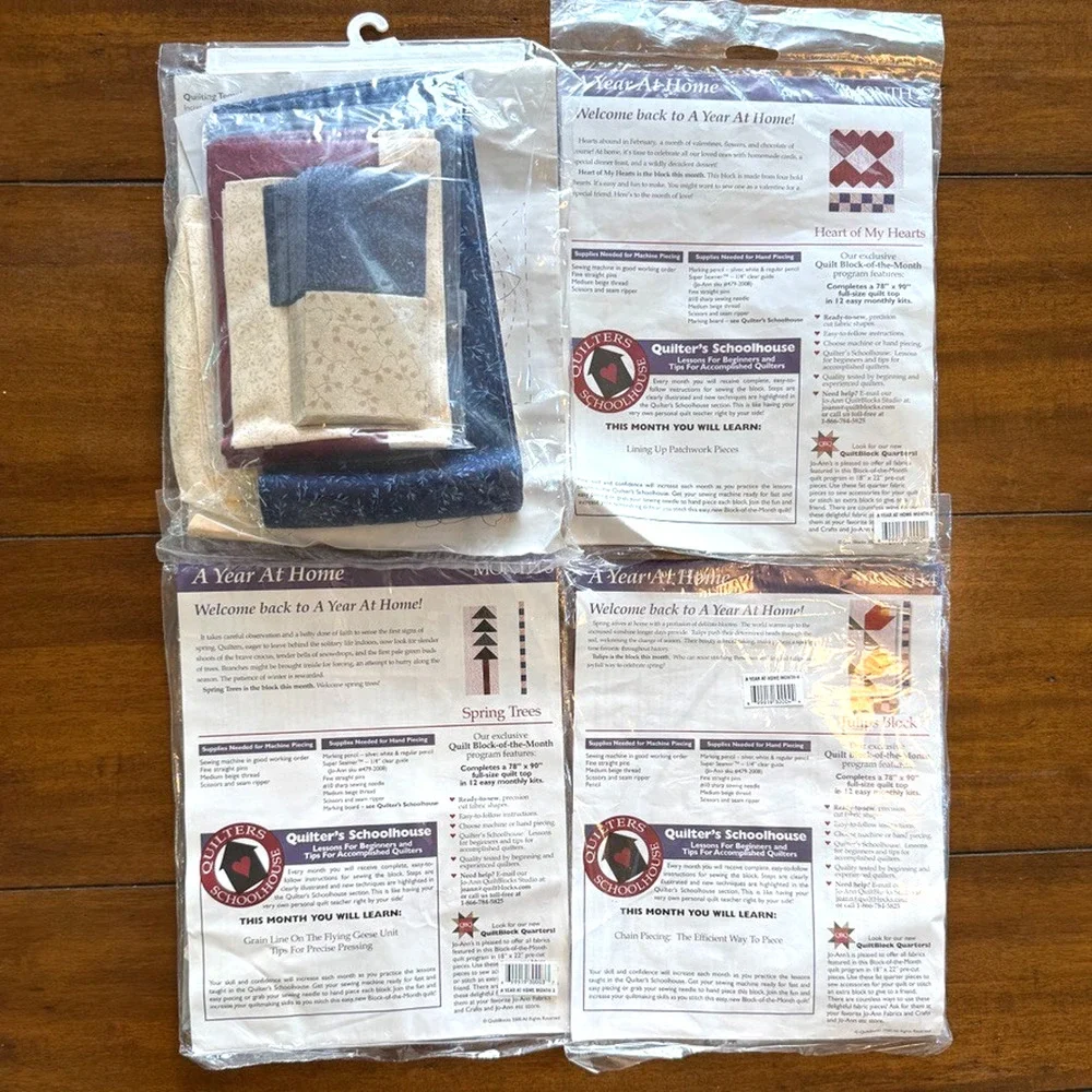 Joann Fabrics Quilt Kit A Year at Home Patterns + Fabric Block of the Month NOS